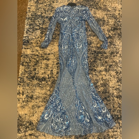 Sequined Blue Maternity Dress - Picture 3 of 5